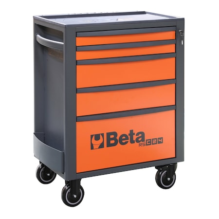 Mobile Roller Cabinet 5 Drawers, Orange